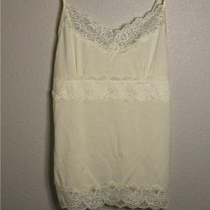 Medium pale yellow cami with lace trim